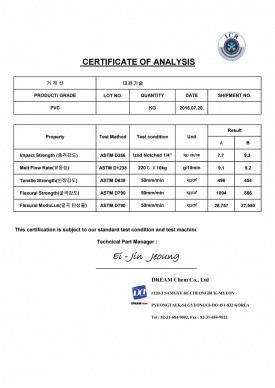 PVC, ABS 충격강도 시험성적서